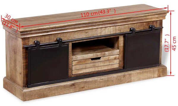 TV Ormarić s 2 Klizna Vrata Masivno Mango Drvo 110x30x45 cm