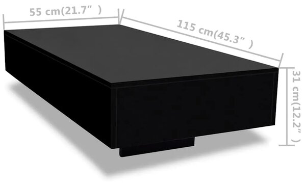 Klupski Stolić Visoki Sjaj Crna boja - Crna 1 115 cm Crna