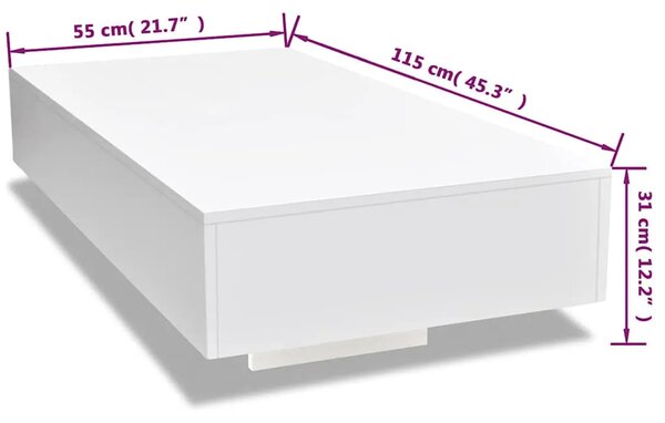 Klupski Stolić Visoki Sjaj Bijela boja - Bijela 1 115 cm Bijela