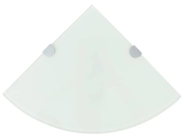 Kutna Polica s Kromiranim Nosačima Staklena Bijela 25x25 cm - Bijela 25 x 25 cm 1 1