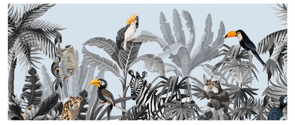 Slika živali v tropskem gozdu (120x50 cm)