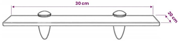 Zidna polica staklena 30 x 20 cm 8 mm - Crna 30 x 20 cm 1 1