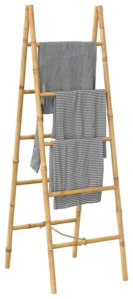Duple Ljestve za Ručnike s Pet Šipki Bambus 50x160 cm - Smeđa 50 x 50 x 157 cm 50 x 50 x 157 cm Smeđa