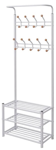 Vješalica za Odjeću s Pohranom Obuće 68x32x182 5 cm Bijela - Bijela 1 Bijela