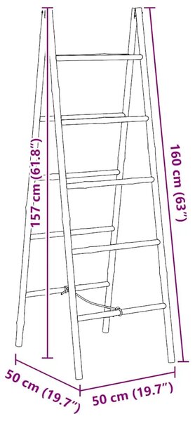 Duple Ljestve za Ručnike s Pet Šipki Bambus 50x160 cm - Smeđa 50 x 50 x 157 cm 50 x 50 x 157 cm Smeđa