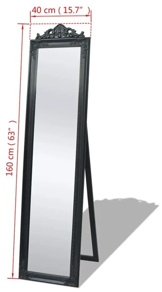 Samostojeće zidno ogledalo u baroknom stilu 160 x 40 cm crno - Crna 160 x 40 cm 1 Crna