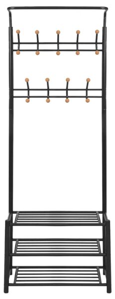 Vješalica za Odjeću s Policama za Obuću 68x32x182 5 cm Crna - Crna 1 Crna