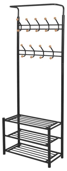 Vješalica za Odjeću s Policama za Obuću 68x32x182 5 cm Crna - Crna 1 Crna