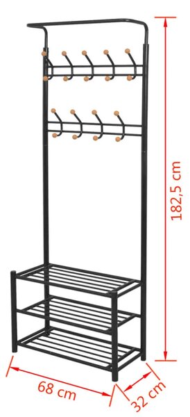 Vješalica za Odjeću s Policama za Obuću 68x32x182 5 cm Crna - Crna 1 Crna