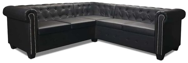 Kutna garnitura Chesterfield za 5 osoba od umjetne kože crna - Crna 1 peterosjed Crna