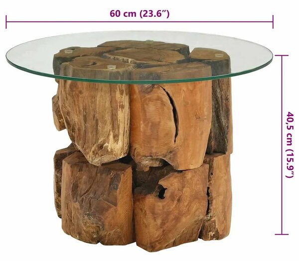 Stolić za kavu od naplavljene masivne tikovine 60 cm - Smeđa 1 Smeđa