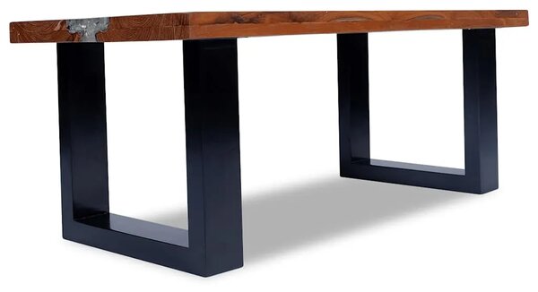 Stol za Kavu Tikovina i Smola 100x50 cm - 100 x 50 x 40 cm 1 transparent resin with broken glass 100 x 50 x 40 cm