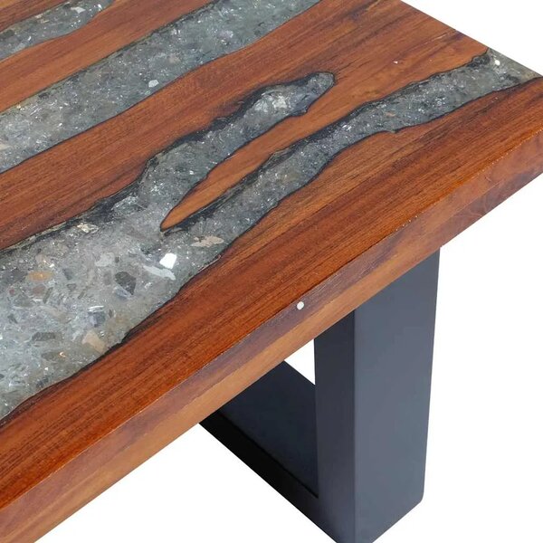 Stol za Kavu Tikovina i Smola 100x50 cm - 100 x 50 x 40 cm 1 transparent resin with broken glass 100 x 50 x 40 cm