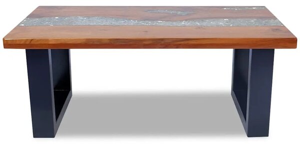 Stol za Kavu Tikovina i Smola 100x50 cm - 100 x 50 x 40 cm 1 transparent resin with broken glass 100 x 50 x 40 cm