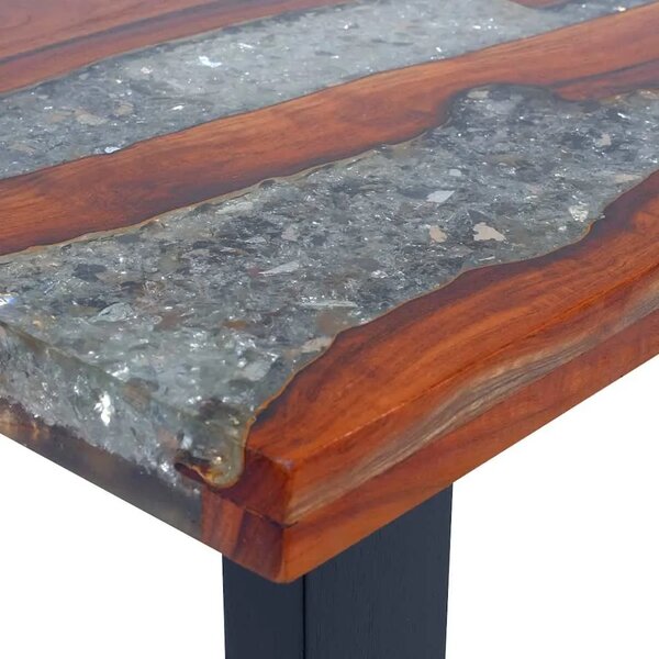 Stol za Kavu Tikovina i Smola 100x50 cm - 100 x 50 x 40 cm 1 transparent resin with broken glass 100 x 50 x 40 cm