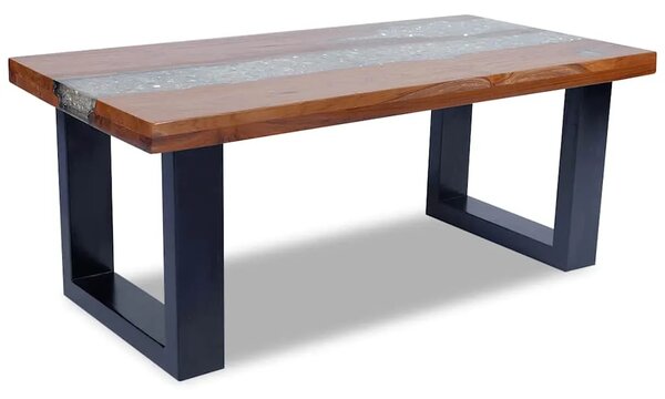 Stol za Kavu Tikovina i Smola 100x50 cm - 100 x 50 x 40 cm 1 transparent resin with broken glass 100 x 50 x 40 cm