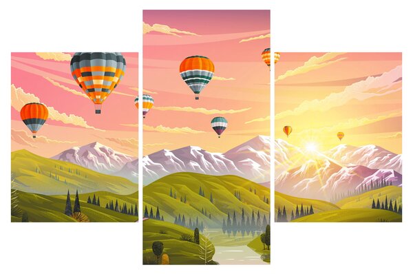 Slika balonov nad pokrajino (90x60 cm)