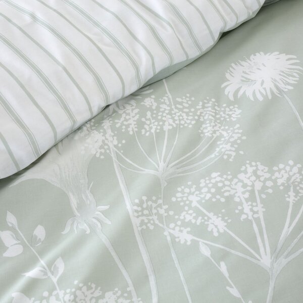 Bijela i zelena posteljina Catherine Lansfield Meadowsweet Floral, 135 x 200 cm