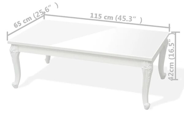 Stolić za kavu 115 x 65 x 42 cm visoko sjajni bijeli - 115 x 65 x 42 cm 1 115 x 65 x 42 cm