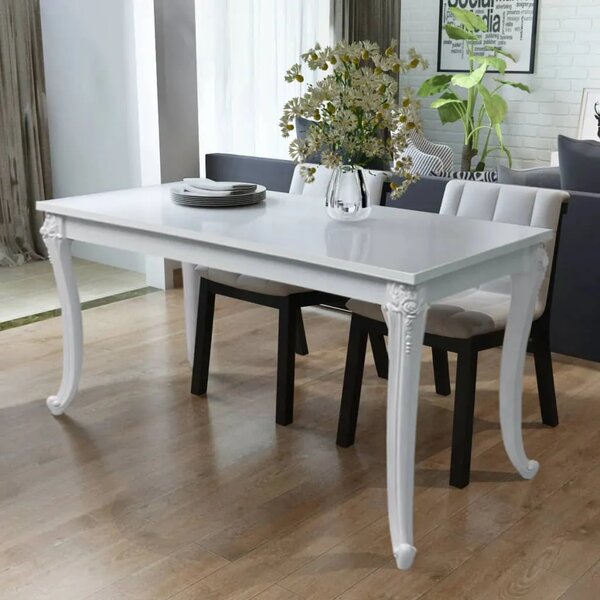 Blagovaonski stol visokog sjaja bijeli 116 x 66 x 76 cm - 116 x 66 x 76 cm 1 116 x 66 x 76 cm