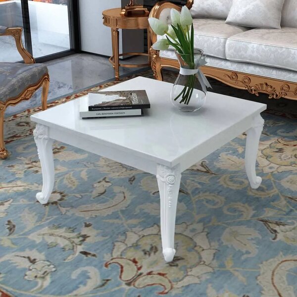 Klupski Stolić 80x80x42 cm Visoki Sjaj Bijeli - 80 x 80 x 42 cm 1 80 x 80 x 42 cm