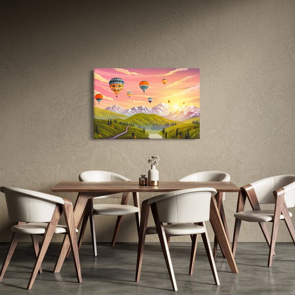 Slika balonov nad pokrajino (90x60 cm)