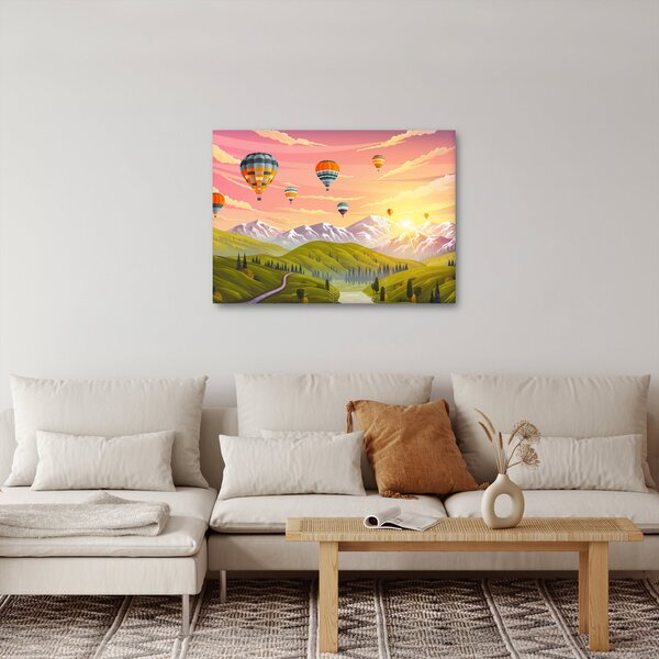 Slika balonov nad pokrajino (70x50 cm)