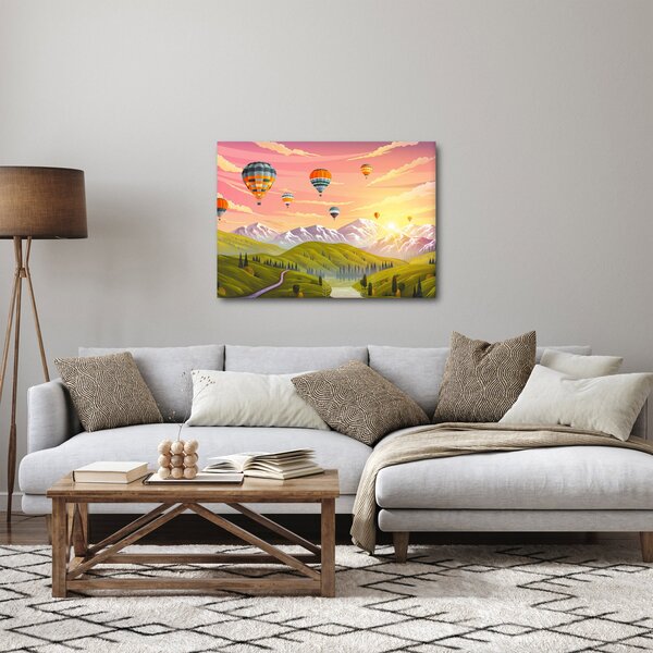 Slika balonov nad pokrajino (70x50 cm)