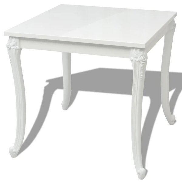 Blagovaonski Stol 80x80x76 cm Visoki Sjaj Bijeli - 80 x 80 x 76 cm 1 80 x 80 x 76 cm