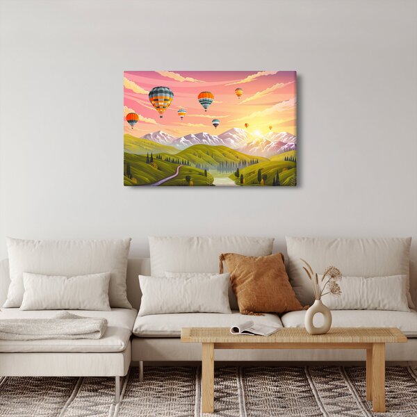 Slika balonov nad pokrajino (90x60 cm)