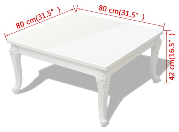 Klupski Stolić 80x80x42 cm Visoki Sjaj Bijeli - 80 x 80 x 42 cm 1 80 x 80 x 42 cm