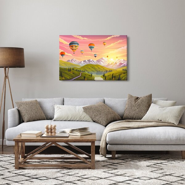 Slika balonov nad pokrajino (90x60 cm)