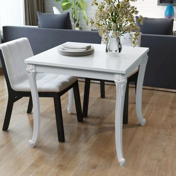 Blagovaonski Stol 80x80x76 cm Visoki Sjaj Bijeli - 80 x 80 x 76 cm 1 80 x 80 x 76 cm
