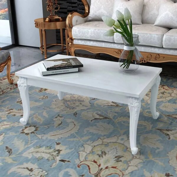 Klupski stolić 100 x 60 x 42 cm visoki sjaj bijeli - 100 x 60 x 42 cm 1 100 x 60 x 42 cm