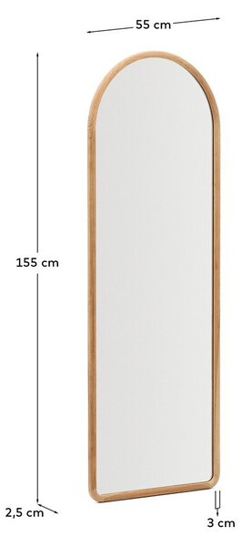 Zidno ogledalo s okvirom od masivnog drveta 55x155 cm Milsa – Kave Home