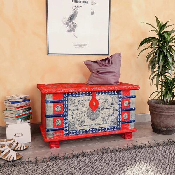 Škrinja za Pohranu Crvena Mango drvo 80x40x45 cm - Crvena 80 x 40 x 45 cm 1 Crvena
