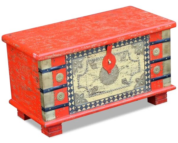 Škrinja za Pohranu Crvena Mango drvo 80x40x45 cm - Crvena 80 x 40 x 45 cm 1 Crvena
