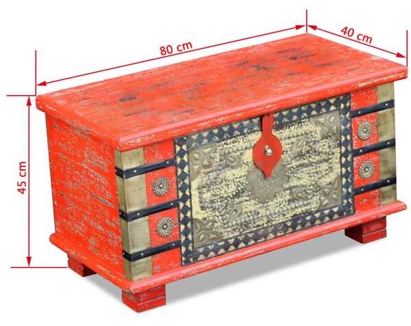 Škrinja za Pohranu Crvena Mango drvo 80x40x45 cm - Crvena 80 x 40 x 45 cm 1 Crvena