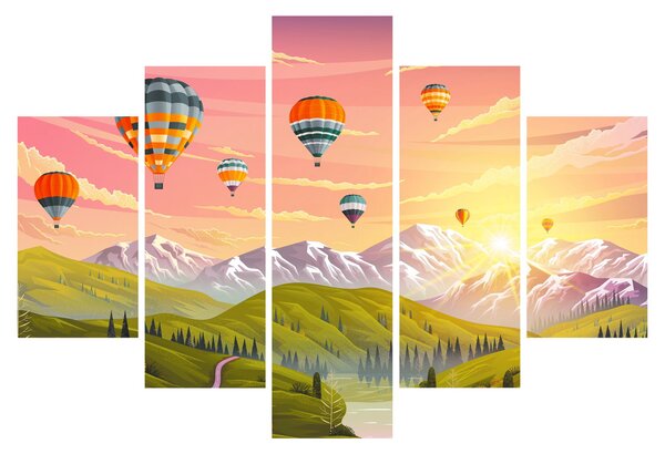 Slika balonov nad pokrajino (150x105 cm)