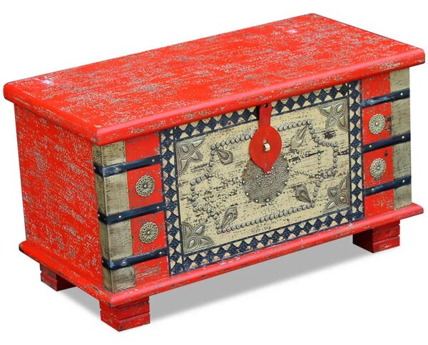 Škrinja za Pohranu Crvena Mango drvo 80x40x45 cm - Crvena 80 x 40 x 45 cm 1 Crvena