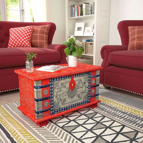 Škrinja za Pohranu Crvena Mango drvo 80x40x45 cm - Crvena 80 x 40 x 45 cm 1 Crvena