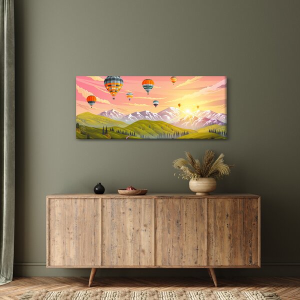 Slika balonov nad pokrajino (120x50 cm)