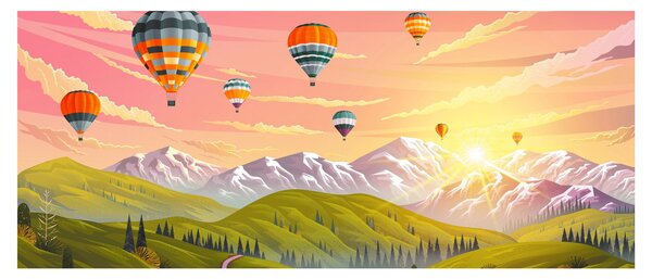 Slika balonov nad pokrajino (120x50 cm)