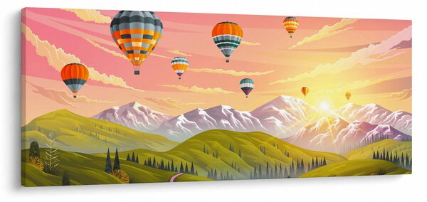 Slika balonov nad pokrajino (120x50 cm)