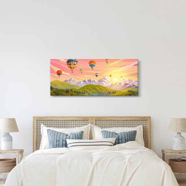Slika balonov nad pokrajino (120x50 cm)