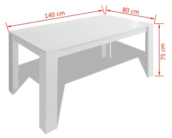 Blagovaonski stol 140 x 80 x 75 cm bijeli - Bijela 1 Bijela
