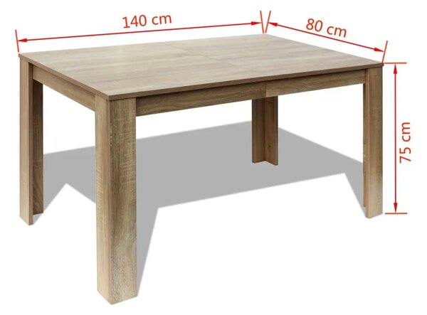 Blagovaonski stol 140 x 80 x 75 cm boja hrasta - Smeđa 1 Smeđa