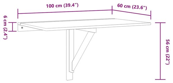 Sklopivi zidni stolić boja hrasta 100 x 60 cm - Smeđa 1 Smeđa