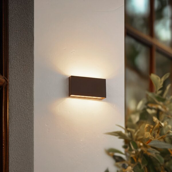 Lindby Lucande Jarte vanjska zidna LED svjetiljka, 20 cm, smeđa, IP65, Smeđa / hrđa, Plastika
