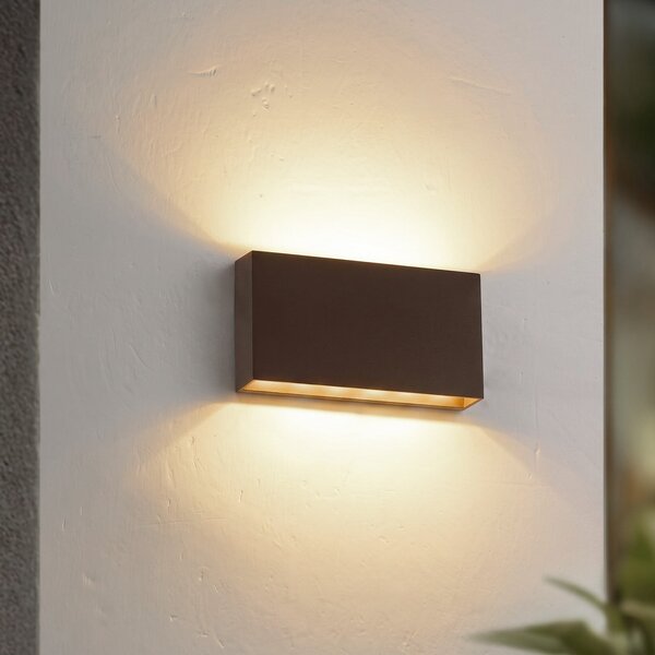 Lindby Lucande Jarte vanjska zidna LED svjetiljka, 20 cm, smeđa, IP65, Smeđa / hrđa, Plastika